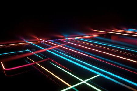 Abstract background with glowing neon light lines, 3D rendering, digital illustration, Generative Aiの素材