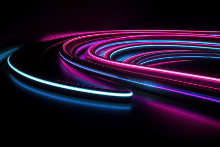 Light trails in the dark. Abstract background. 3d rendering.の素材