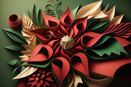 3d illustration of abstract geometric composition, floral design, digital artworks, Generative Aiの素材