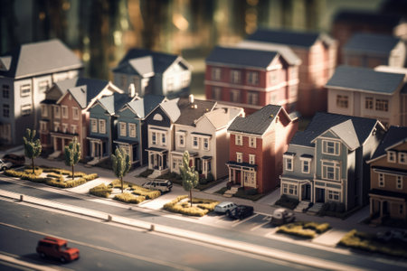 Miniature model of houses in the city. Selective focus.の素材