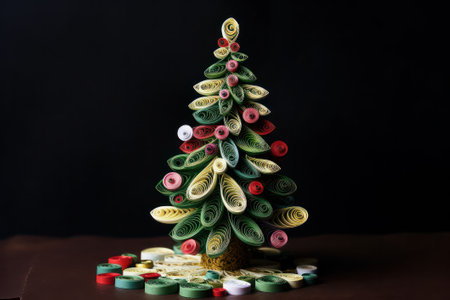 Christmas tree made of plasticine on a black background. Christmas decorationの素材