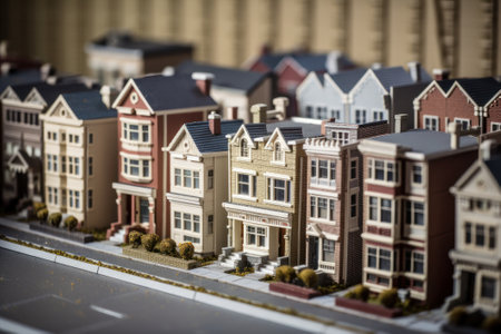 Miniature city with row of houses. Miniature model of townの素材