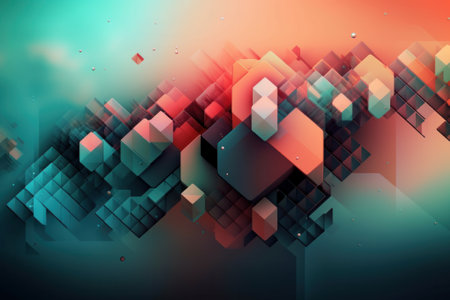 Abstract polygonal background. Futuristic technology style. Digital illustration, Generative Aiの素材