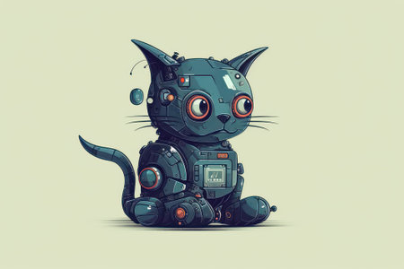 Cute cartoon robot. Vector illustration of a cute little robot.の素材