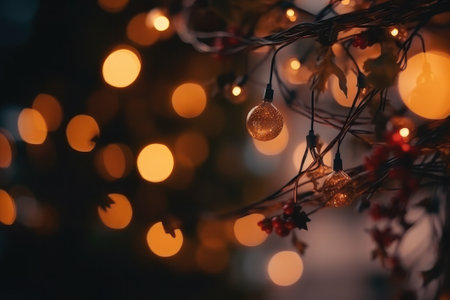 Christmas and New Year holiday background with bokeh defocused lightsの素材