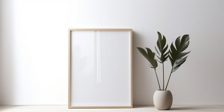 Mock up blank frame in modern interior background, 3D renderingの素材