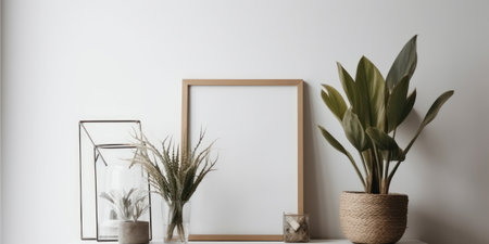 Mock up poster frame in interior, scandinavian styleの素材
