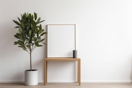 Blank picture frame mockup in modern interior background. 3d illustrationの素材