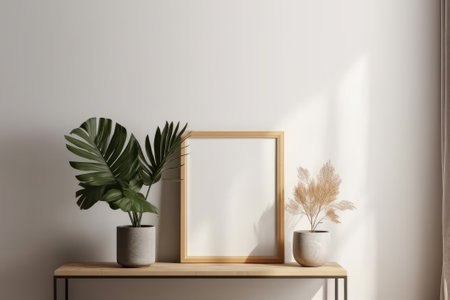 Mock up poster frame in interior background, Scandinavian style, 3d renderの素材