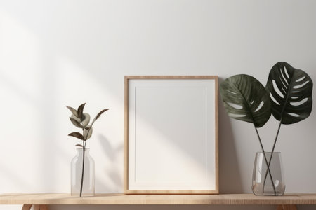 Blank frame mockup in modern interior background. 3d renderの素材