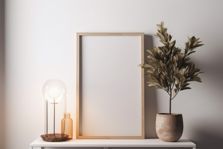 Poster mockup in modern interior. 3d illustration, 3d renderの素材