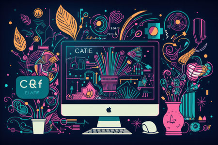 Colorful vector illustration in line art style. Concept for web design.の素材