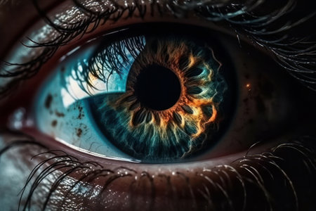 Close-up of human eye with iris. 3D renderingの素材