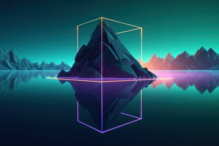 Abstract 3d rendering of geometric shapes. Futuristic background design.の素材
