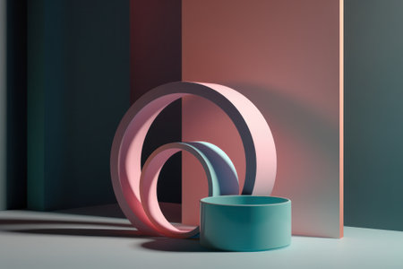 3d render, abstract geometric forms, podium for product display, minimalism designの素材