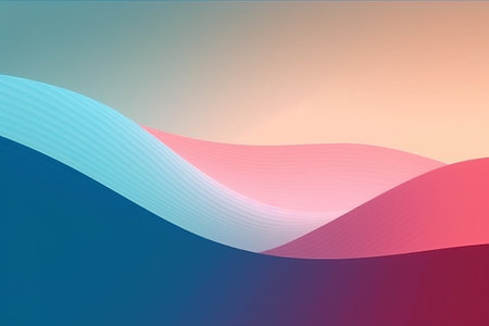 Abstract background with wavy lines in blue, pink and orange coloursの素材