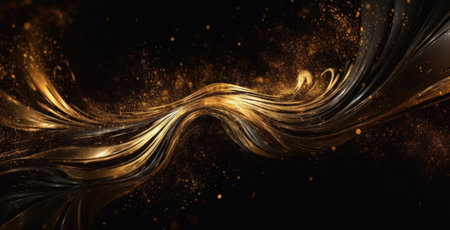 Abstract gold background with waves. 3d rendering, 3d illustration.の素材