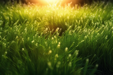 Green grass with sunlight in the morning, soft focus. Nature backgroundの素材