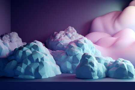 3D render of abstract background with blue and pink pastel colorsの素材