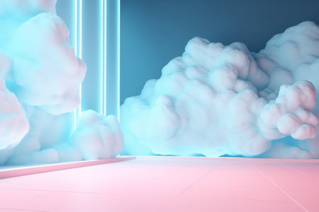 3d rendering of abstract background. Futuristic empty stage with cloud.の素材