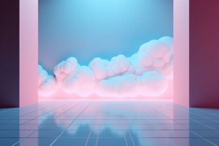 a3D rendering of abstract background with clouds in blue and pink colours, generative Aiの素材