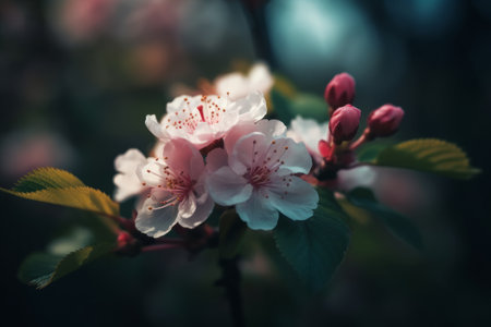 Cherry blossom in spring, retro toned image with shallow depth of fieldの素材