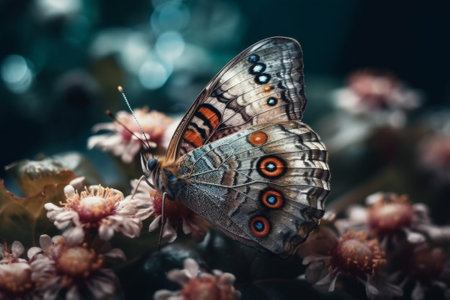 Beautiful butterfly on a flower. Close-up. Macro photo.の素材
