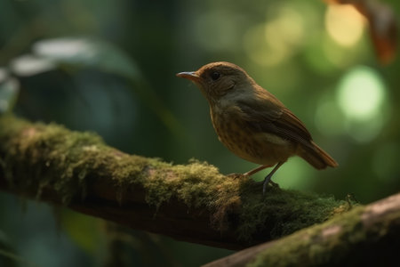 Closeup of a babbler bird on a branch in natureの素材