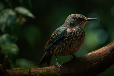 Close up Blue-bellied Thrush on a tree branch, generative Aiの素材