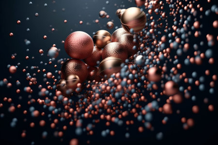 Abstract 3D rendering of shiny spheres floating in space. Futuristic background.の素材