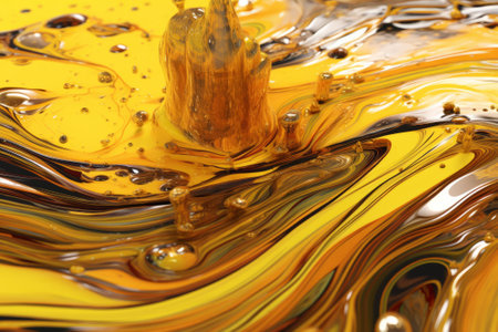 Abstract image of yellow oil in water close-up. macroの素材