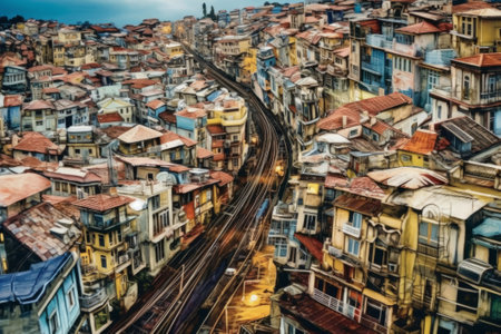 Aerial view of the city of Istanbul, Turkey. Intentional motion blurの素材