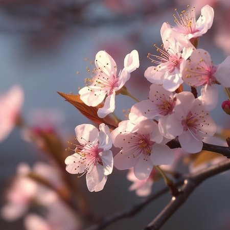 Cherry blossom in spring, macro photo with shallow depth of fieldの素材