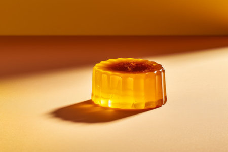 Close-up of a yellow dessert with yellow backgroundの素材