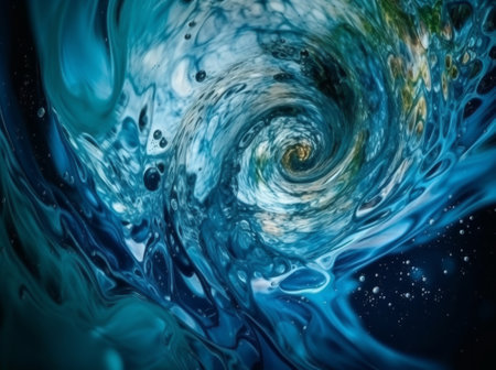 abstract blue background with some smooth lines formed by water dropletsの素材