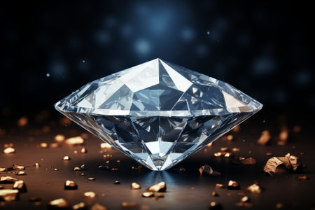 Diamond on black background with bokeh effect. 3d renderingの素材