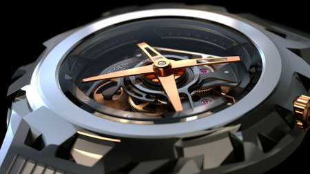 Luxury watch with digital clockwork. 3D rendering.の素材