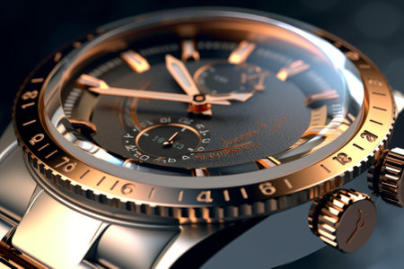 Wristwatch Closeup. Luxury Wrist Watch. 3D.の素材