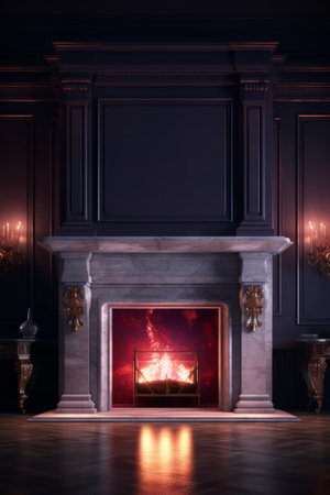 Fireplace in classic style. 3d render. Interior design.の素材
