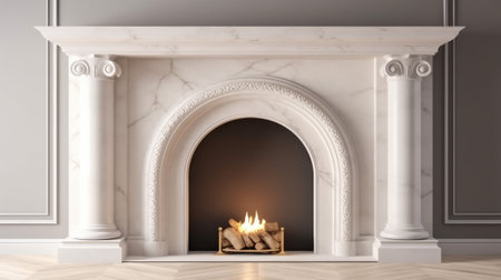 Modern classic fireplace in the room. 3d render illustration mock upの素材