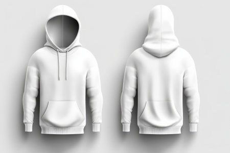 Blank white hoodie mockup, front and back view, 3d renderingの素材