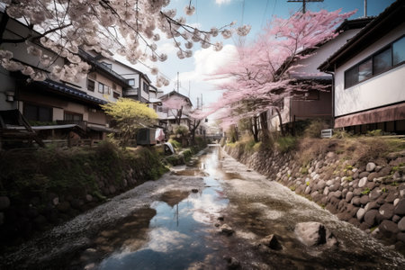 Cherry blossoms in Tokyo, Japan. Filtered image processed vintage effect.の素材