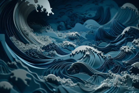 3d illustration of abstract wavy background,digital art works.の素材