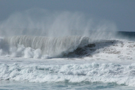 Big wave breaking on the coast of the Atlantic ocean in Morocco.の写真素材