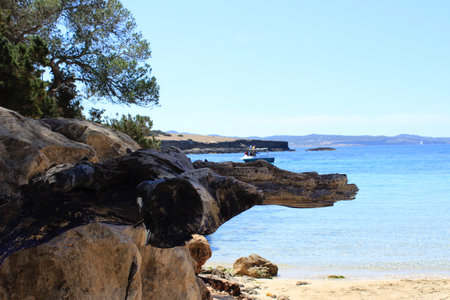 The Mediterranean coast of Ibiza. Ideal place for water sports and hiking in its pristine nature.の写真素材