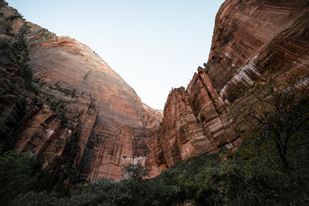 Various colors, textures, scenery and rock formations among the Zion National Park landscapes in the American southwest in the state of Utah.の写真素材