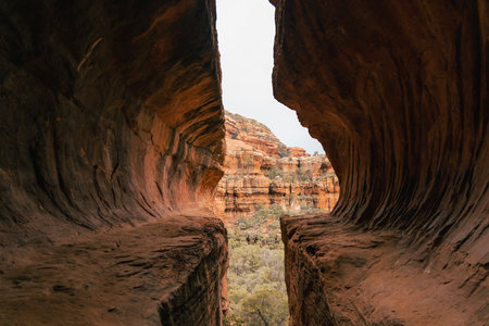 No people at popular Secret Subway Cave Boynton Canyon Sedona Arizona.の写真素材