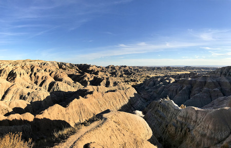 Panoramic view of the landscape of Badlands National Parkの写真素材