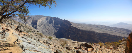 Panoramic view of Jebel Shams Canyon in Omanの写真素材