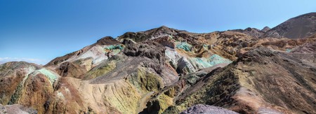 Panoramic view of the natural colors of Artistâs Palette in Death Valley National Parkの写真素材